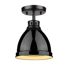  3602-FM BLK-BK - Duncan Flush Mount in Matte Black with a Black Shade